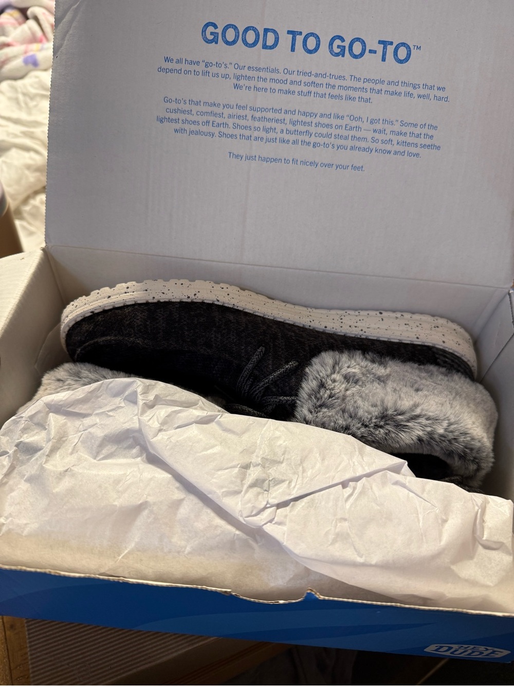 Hey Dude Cozy Faux Fur Lined Slip-On Slippers - Charcoal Gray